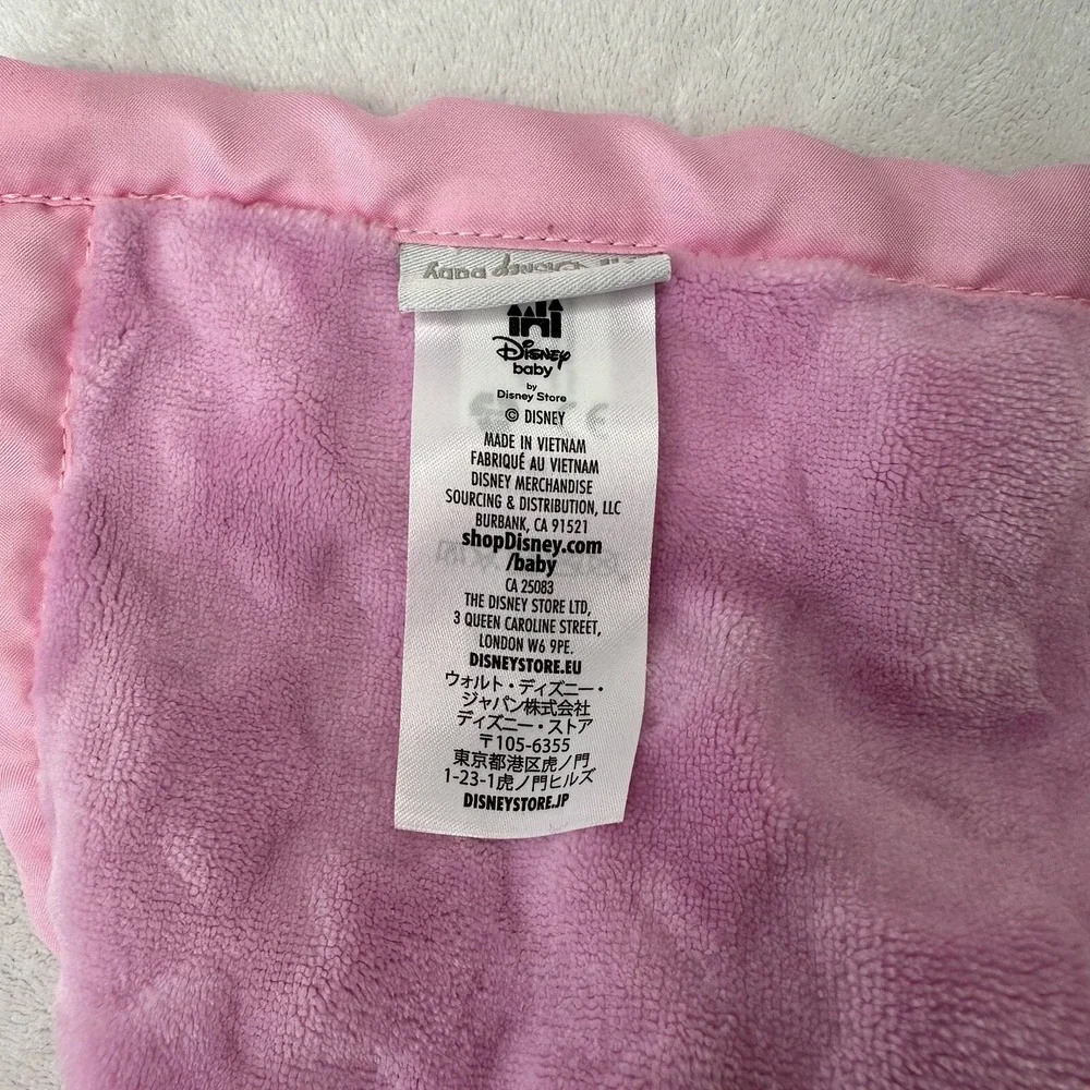 Disney Baby Pink Sleeping Minnie Mouse Blanket Embossed Star Satin Lovey 12
